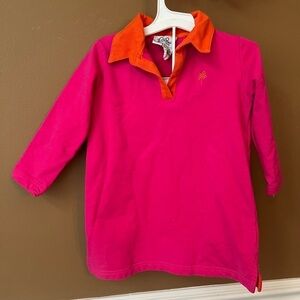 Lilly Pulitzer Girls Collared Orange and Pink Tunic Dress Size 4T Preppy Tennis